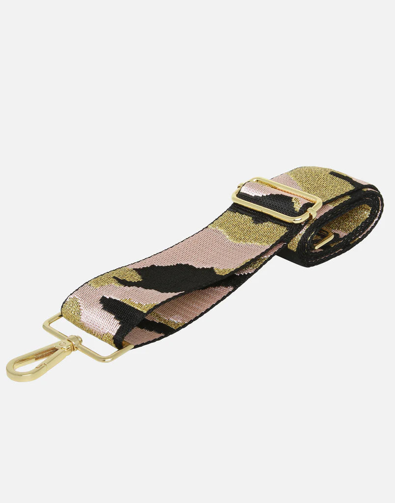 Alice Wheeler Pink Black Gold Camo Bag Strap