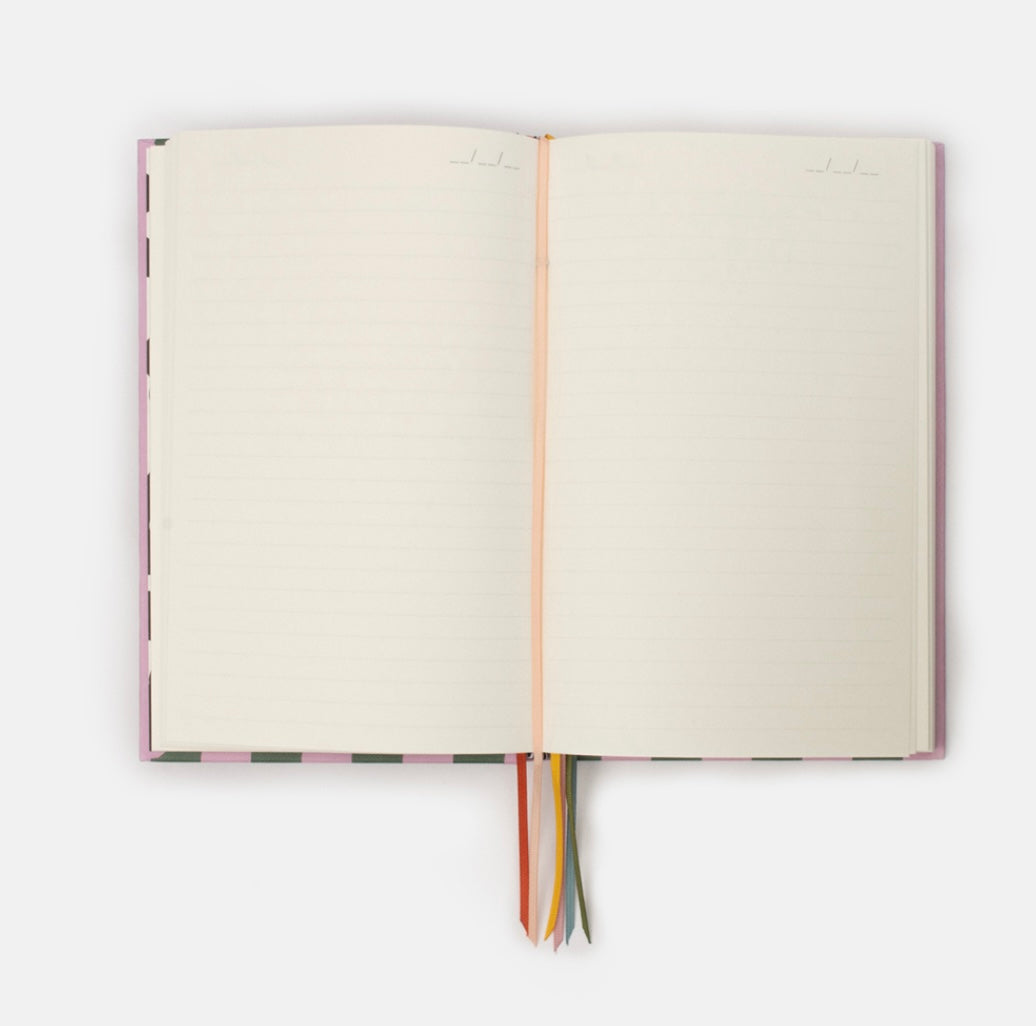 Caroline Gardner Pink & Green Wave Stripe Notebook