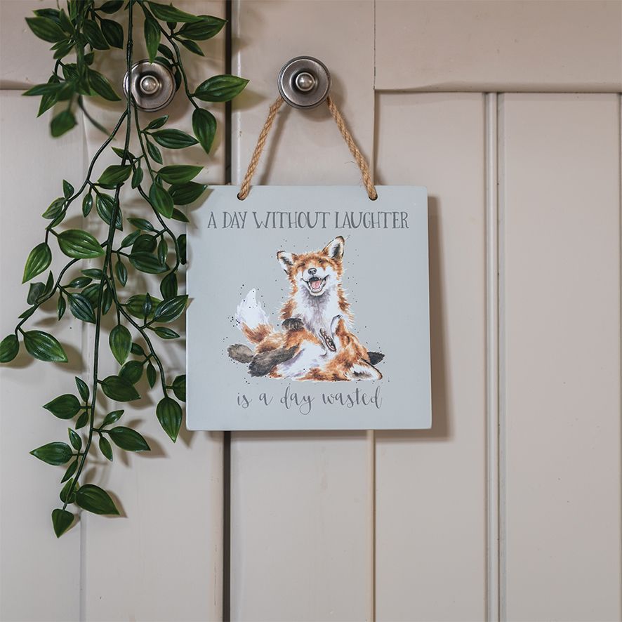 Wrendale Fox Wooden Plaque - Laughter