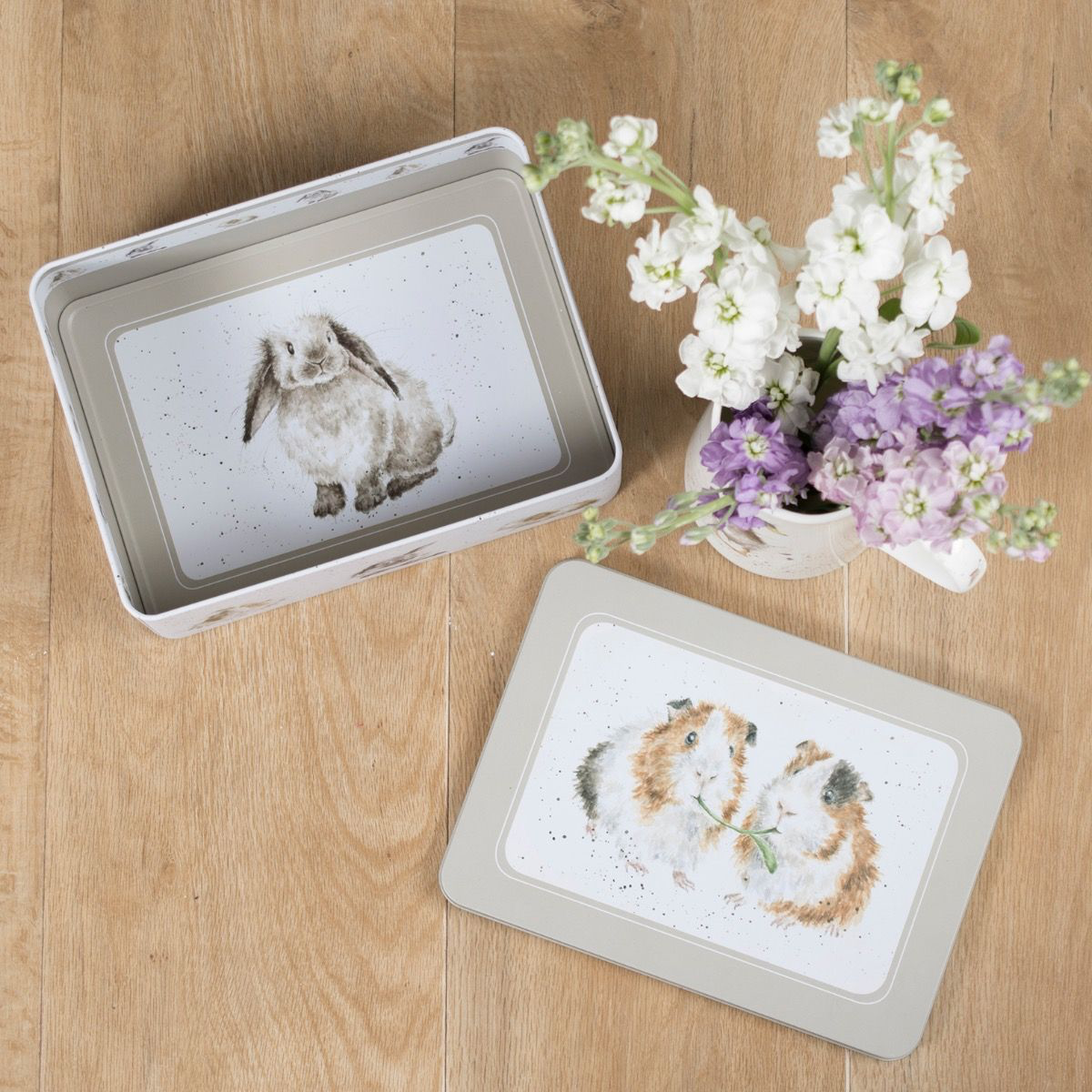 Wrendale Guinea Pig & Rabbit Rectangular Tin